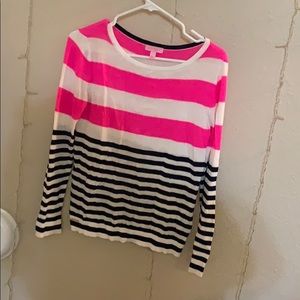 Lilly Pulitzer pink and navy striped sweater
